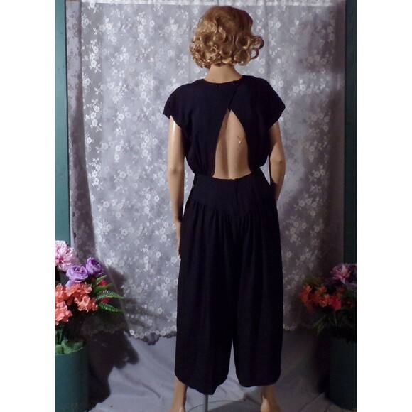 Vintage 80s Jumpsuit 1980s Black & White Rockabilly Retro 40s Style Size Small - Picture 4 of 7